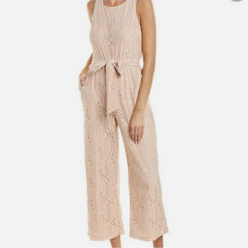 Sleeveless Lace-Detail Jumpsuit in Blush